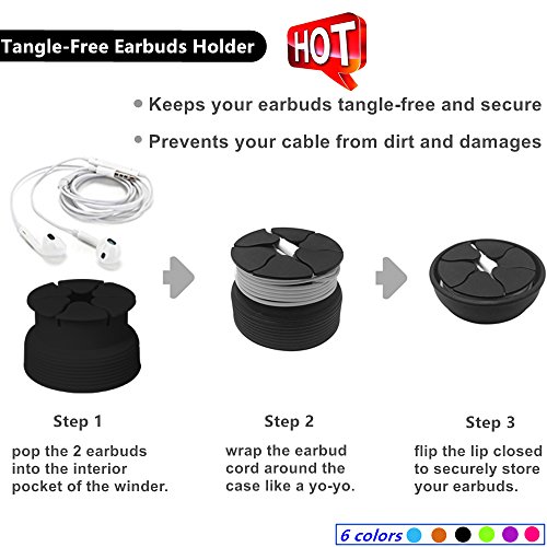 Tangle-Free Earbuds Holder Storage Case Earbuds Holder Wrap Portable Earbuds Holder Wrap Silicone Headphone Earphone Cable Compact Storage Cord Wrap Winder Headphones Keeper System Organizer