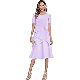 Trifetcrow Tea Length Mother of The Bride Dresses for Women Chiffon Ruffle Formal Dress for Wedding