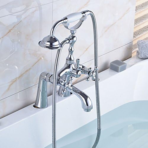 Oulantron Surface Mounted Bathtub Filler Faucet Mixer Tap with Hand Shower Chrome Polished