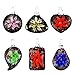 JEWELRIESHOP Assorted Color Handmade Italian Murano Glass Floral Pendant with 18 inches Genuine Leather Chain