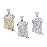 Harlembling Solid 925 Sterling Silver Iced Out Jesus Piece Pendant - Men's - Great for Any Chain! ICY Baguette CZ