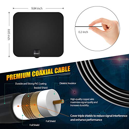 image for Innoo Tech TV Antenna - HDTV Antenna Support 4K 1080P, 60-100 Miles Ra