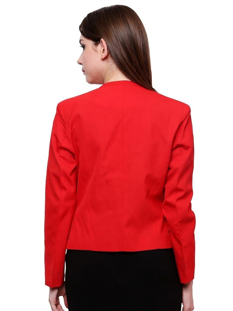 pannkh red solid women's blazer