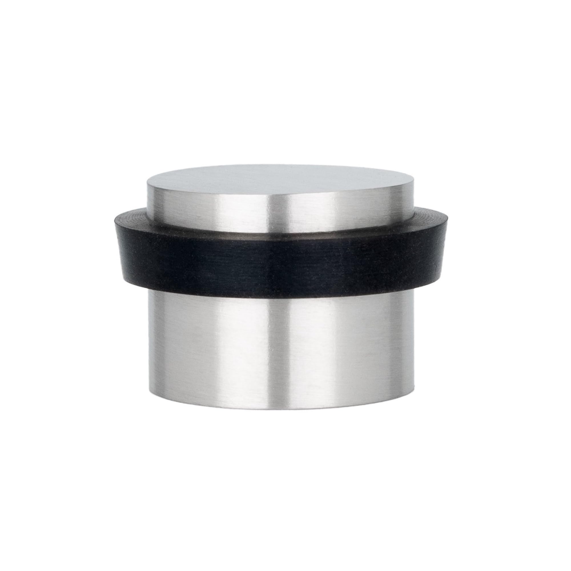 EVI Herrajes | Adhesive Door Stop | Ø24x20mm | Stainless Steel-Black Protection Rubber | Strong Adhesion | 100% Functional | Mod. I-163AM