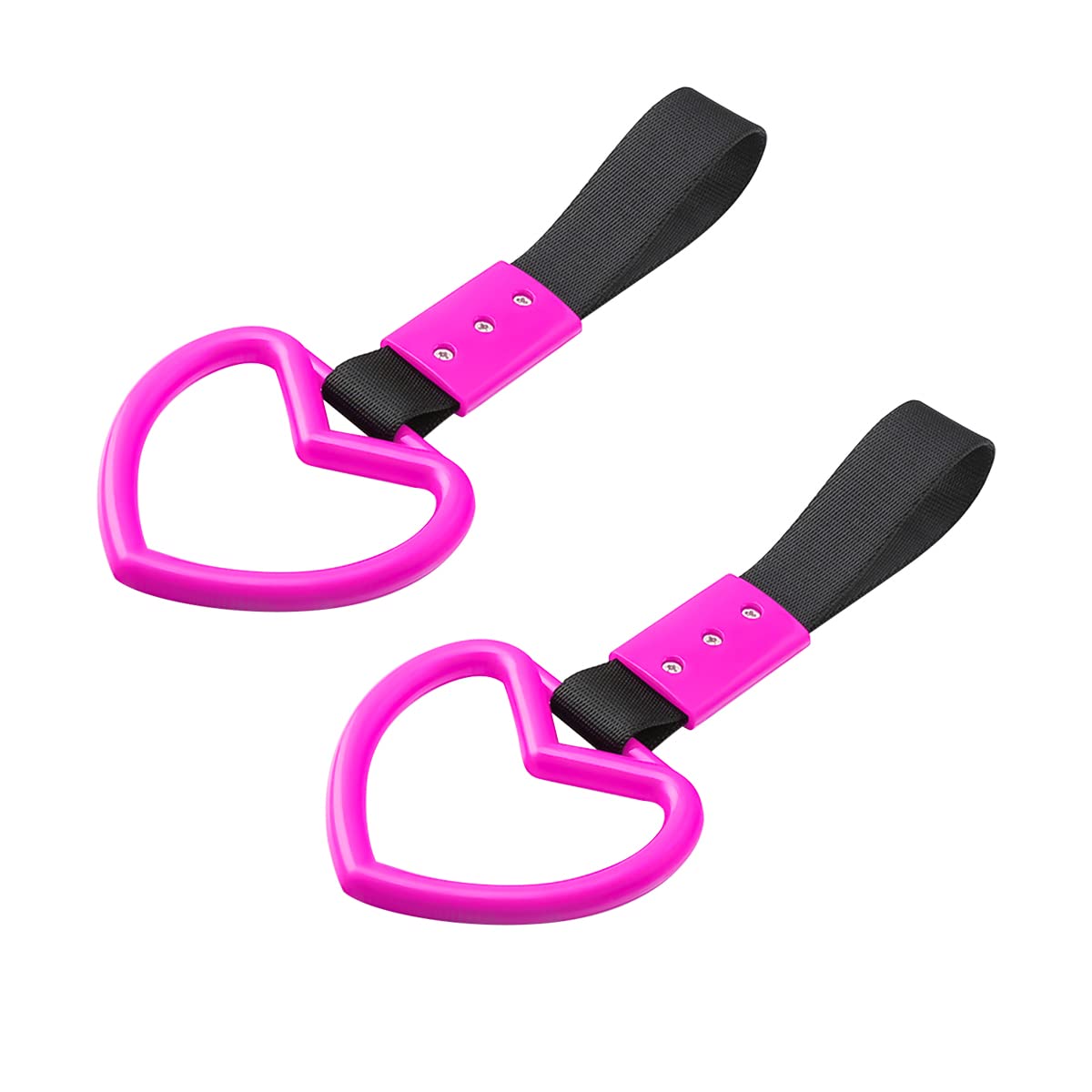 Photo 1 of Fekey&JF 2PCS Tsurikawa Rings Heart-Shaped Car Hand Strap, Rear Bumper Warning Loop Janpanese Heart Handle for Cars, SUV, Bus, Auto Interior Exterior Warning Decoration (Pink/Black)
