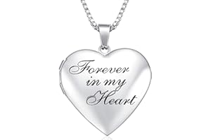 GOKING Love Heart Locket Necklace That Holds Pictures, Initial Alphabet A-Z Photo Lockets