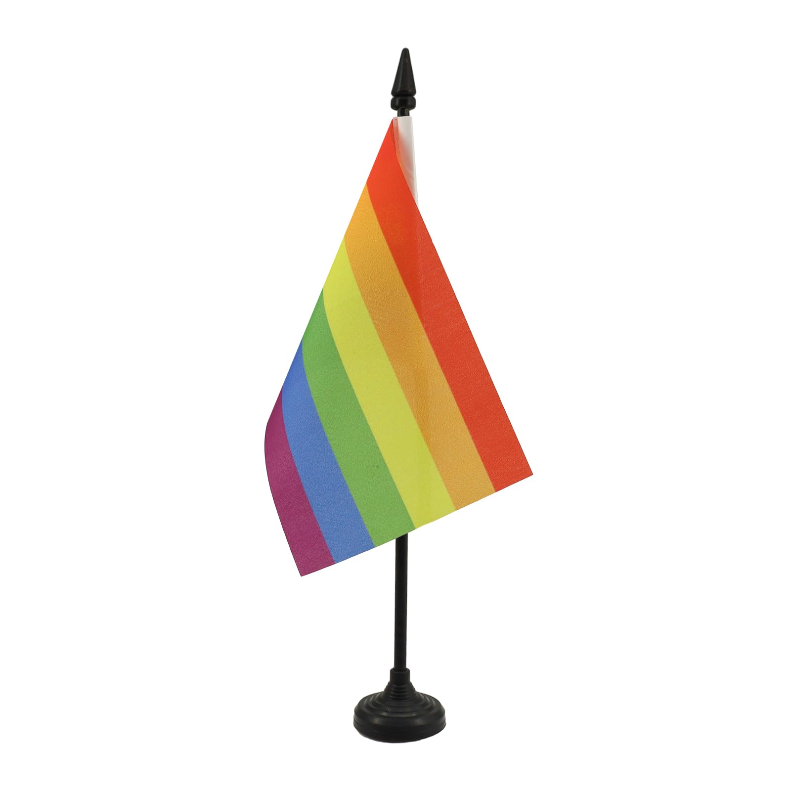 AZ FLAG Rainbow Table Flag 4'' x 6'' - Gay pride Office Banner Polyester 15 x 10 cm - Mini Desk with Pole and Black Plastic Base