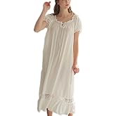 Singingqueen Womens' Cotton Nightgown Nightshirt Ladies Victorian Sleepwear Dress Gown Pajamas Lounger