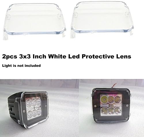 IOV LIGHT 2pcs 3x3 Inch Led Work Light Protective Lens Cover Dually White Protective Polycarbonate Cover