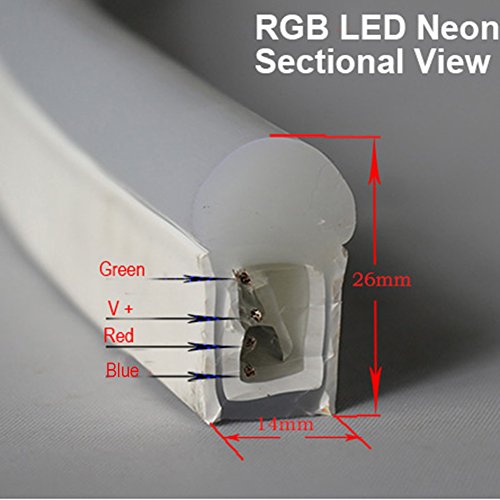 Vasten 30 ft LED Neon Rope Light 12V Flex LED Neon Tube Light Waterproof Resistant, Accessories Included - [Ideal For Christmas Lighting, Indoor/Outdoor Rope Lighting] [Ready to use] (RGB) - Thumbnail 3