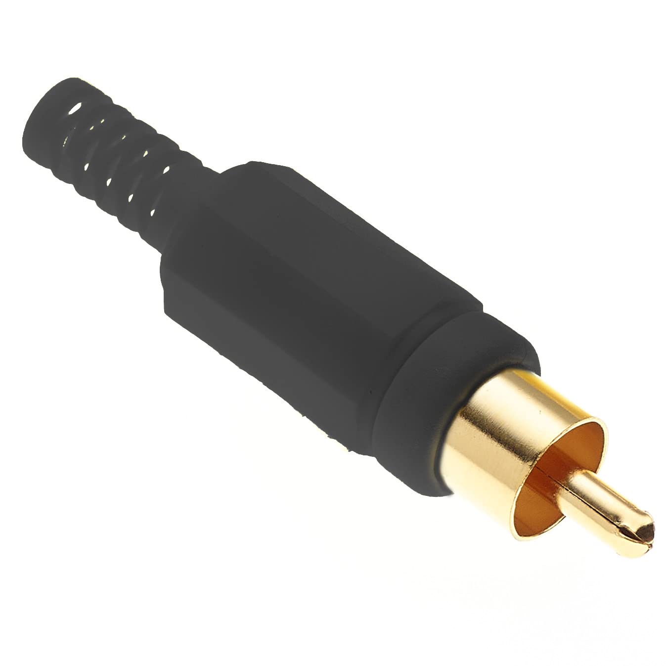 Keple Phono Plug With Gold Plated Pins And Black Plastic Housing, Pack Of 10 - Male Plug Terminal Audio Video Connector Speaker Wire Adapter With Solid Construction