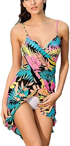 YIPWIN Women’s Bathing Suit Cover up Sexy Cross Floral Print Spaghetti Strap Beach Dress Swimwear/Backless Bikini Wrap Short Dress