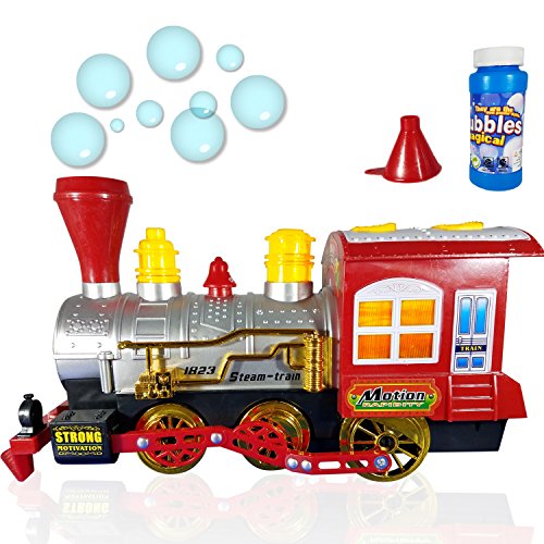 ANJ Kids Toys - Battery Operated Bubble Train Toys - Bump N Go Locomotive Toy Train Blowing Bubbles, Flashing Colorful Lights and Playing Realistic Train Running Sound Effects - Perfect Gift for Kids - Thumbnail 4