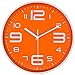 45MinST 10 Inch 3D Number Dial Face Modern Wall Clock, Silent Non-Ticking Round Home Decor Wall Clock with Arabic Numerals, Colorful Dial Face (Orange)