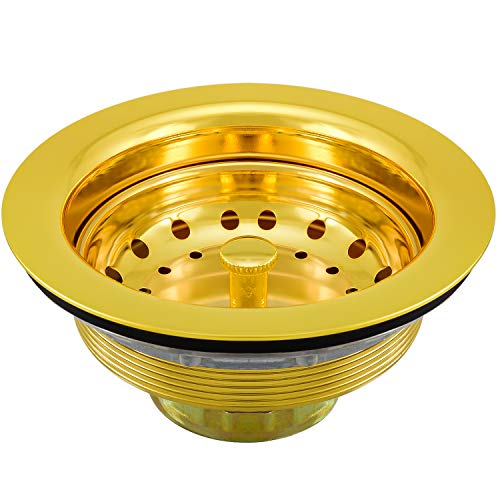 KONE 31/2 Inch Sink Drain Assembly Gold Sink Basket Strainer for
