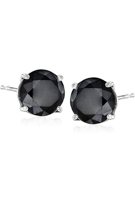Amazon.com: Ross-Simons 3.00 ct. t.w. Black Diamond Stud Earrings 