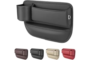 ANYSENT Car Leather Cup Holder Gap Bag,2025 Upgrade Car Gap Storage Box with Cup Holder,Seat Gap Storage Box Car Seat Gap Bag,Gap Filler Organizer for Glasses Phone Keys and Cards (Black, Driver's Seat)