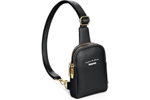 Amazerbst Small Black Faux Leather Waterproof Zipper Waist Pack Crossbody Sling Bag For Women