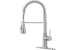 ARRISEA Kitchen Faucet, Laundry Faucets with Sprayer, Bar and RV Sink Faucet with 10'' Deck Plate, Stainless Steel Single Handle High Arc Brushed Nickel Faucets with Pull-Down Spayer
