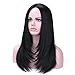 Rosa Star Hair Wigs for Women Long Straight Hair Wig Synthetic Hair Middle Part Heat Resistant Fiber Hair Wigs Black Color (1#)