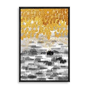Framed Canvas Home Artwork Decoration Golden Abstract Art Canvas Wall Art for Living Room, Bedroom - 16x24 inches