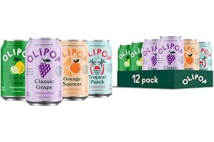 OLIPOP Prebiotic Soda Pop, Fruity Fun Variety Pack, A New Kind of Soda Packed with Prebiotics, Fiber, and Botanicals, Gluten Free, Vegan, GMO Free, 12oz (12-Cans)