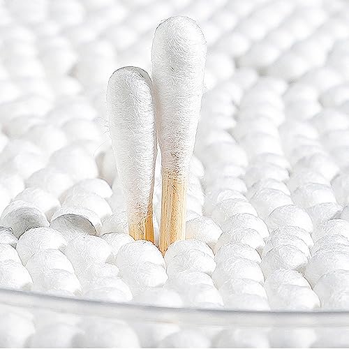 MOCUI Bamboo Cotton Swabs Double-Tipped Round Thick Tips | 100% Cotton Biodegradable & Organic Unbleached Natural | Q-tips Safety Swabs | Wooden Cotton Buds For Ears Makeup or Nails 500 Count