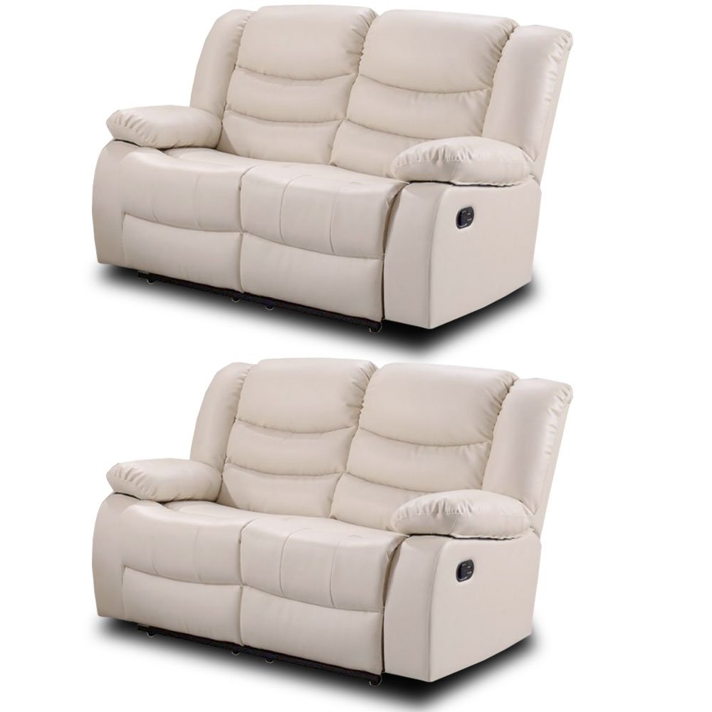 Simply StylisH Sofas Belfast Ivory Cream Leather Reclining Sofa Range
