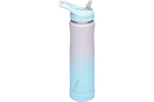 EcoVessel SUMMIT, Insulated Stainless Steel Water Bottle with Straw and Handle Flip Top Lid with Silicone Bottle Bumper Metal Water Bottle – 24 oz (Floral Puff)