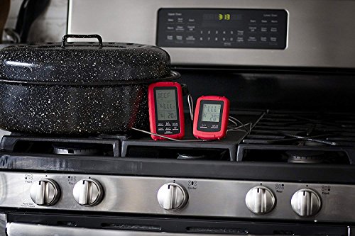 Meat thermometer digital grill oven or Highly smoker remote-reading food thermometers | The best wireless accessories for safe remote bbq grilling, kitchen cooking and smokers (red)