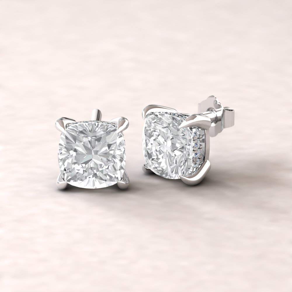 Square Cushion Moissanite Earrings 7mm"Beverly" Earrings
