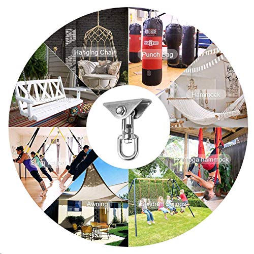 XNX Deckenhaken Hängesessel,Edelstahl Deckenhaken 360° Dreh Schaukelhaken für Betonholz,Hängematte,Veranda Sitz,Stuhl… – Bild 7