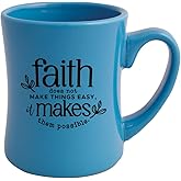 Dexsa Ceramic Designer Coffee Mug | Faith Does Not Make Things | Holds 19 ounces | Inspirational Quote | Dishwasher and Microwave Safe | Coffee, Tea, Soups, Hot Chocolate