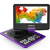 COOAU 11.5" Portable DVD Player with Built-in Rechargeable Battery, Game Joystick, 9.5&rdquo; Eyesight Protective HD Screen, Support AV-in/Out, SD Card and USB Port, Region Free, Purple