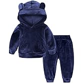 Kids Tales Baby Boys Girls Velvet Sweatsuit Cute Ear Hooded Fleece Pullover and Pants Outfits Set