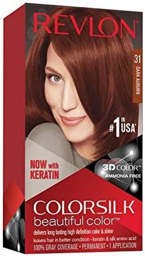 Revlon Colorsilk Hair Color 4 Dark Auburn Permanent Home Hair Dye Kit