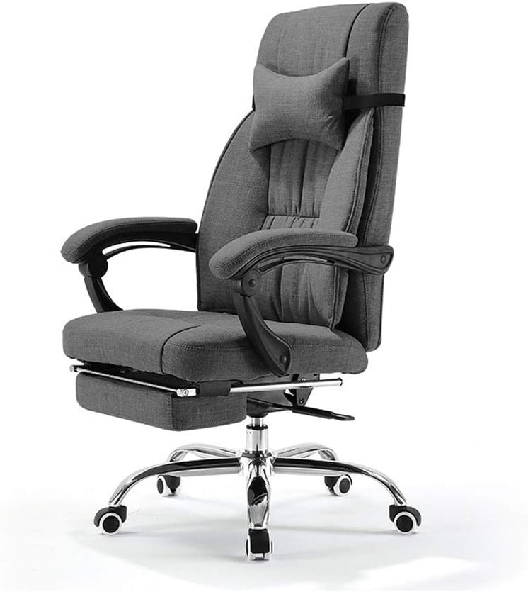 RSYBXXSS Computer Gaming Swivel Chair with Wheels and Arms, Ergonomic Recliner Posture Chair, Foot Rest for Under Desk, Comfortable Headrest (Color : Dark Gray)