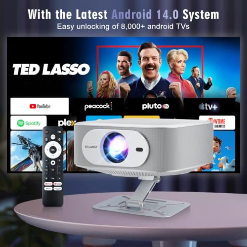 Salange 2026 New Smart Projector,Native 1080P 4K Supported Android TV 14 with Built-in Apps,Mini Projector with WiFi6 Dual Bluetooth,Electric Focus & Auto Keystone,Home Theater Projectors for Bedroom