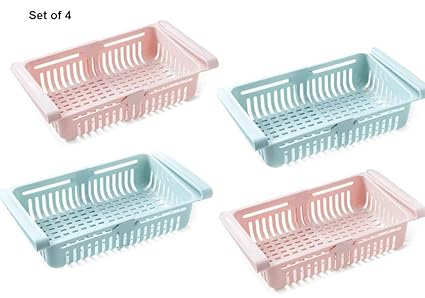 Dvij Adjustable Fridge Space Saver Food Organizer Tray Sliding
