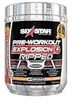 Six Star Explosion Ripped Pre Workout, Powerful Pre Workout Powder with Extreme Energy, Focus and Intensity, Peach Mango, 30 Servings, 5.91 oz