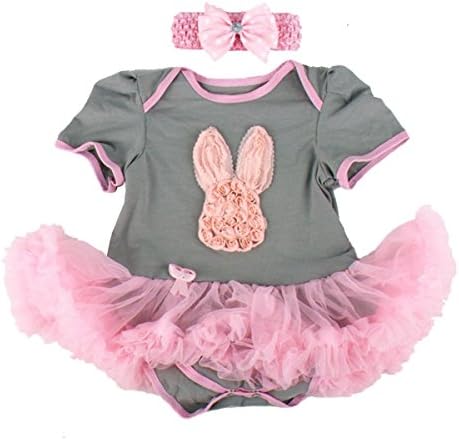 Baby Cotton Summer Toddler Romper Bodysuit with Headband 3-6 Months Grey Bunny