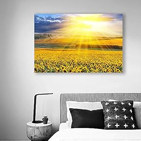 Canvas Wall Art for Living Room,Bedroom Home Artwork Paintings Sunflower Ready to Hang - 12x18 inches