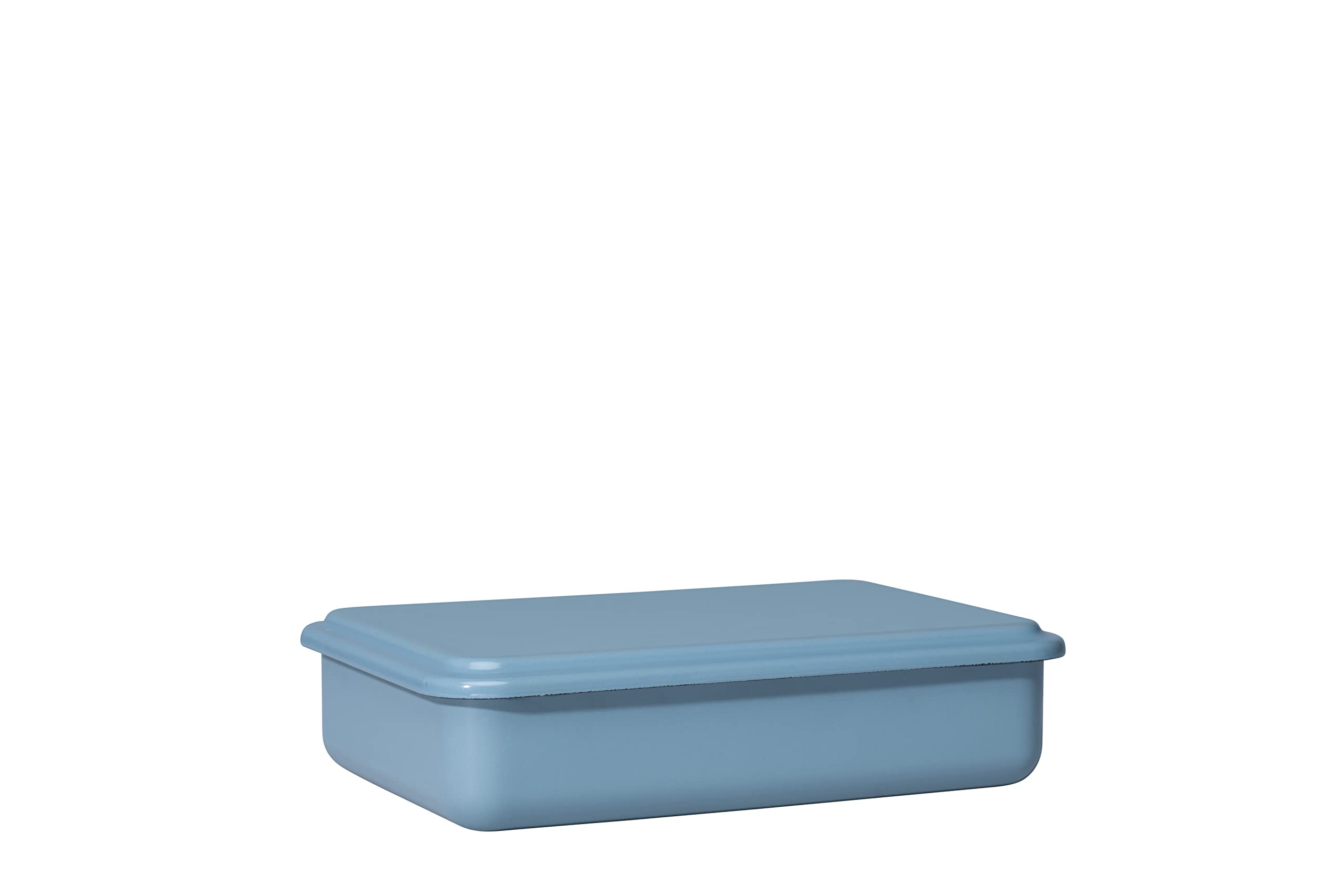 Riess, 0416-125 Storage Box Container with Lid, 23 x 15 x 5 cm, Enamel, Serve + Store Design, Heiffel Blue, Weight 0.56 kg, Length 23.4 x 15.7 x 5 cm