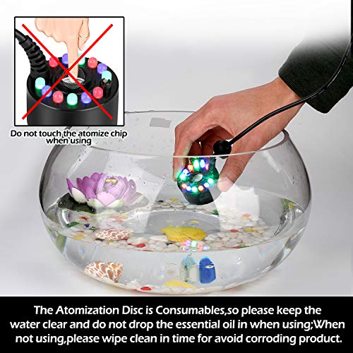 FITNATE 6 LED Changing Color Mist Maker Fogger Machine Atomizer Air Humidifier for Water Fountain,Pond, Hollywood, with ON/Off Switch, Mini Size Large Capacity of Mist