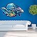 Wowall Home Decor Halloween Horrible 3D Aquarium Ocean Underwater Sea World Dolphin Broken Wall Fish Poster Wall Stickers (C)