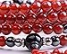 TamLyn Concepts 108 Natural Gemstone Carnelian and Black Onyx Prayer Beads Necklace - Japa Mala Wrap Bracelet for Meditation - Includes Remote Reiki Session