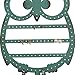 NIKKY HOME Earring Holder Stand Hanging Organizer Metal Jewelry Tree Cute Owl Ear Stud Holder Table Top Tower Rack with Ring Tray for Women Girls (134 Holes), Teal