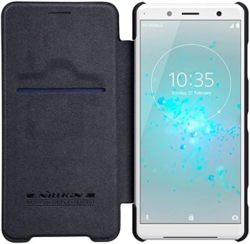 DISLAND Sony Xperia XZ2 Compact Case [Smooth][Card Slot] Luxury ultra-thin Qin Leather Case Flip Cover for Sony Xperia XZ2 Compact,Black