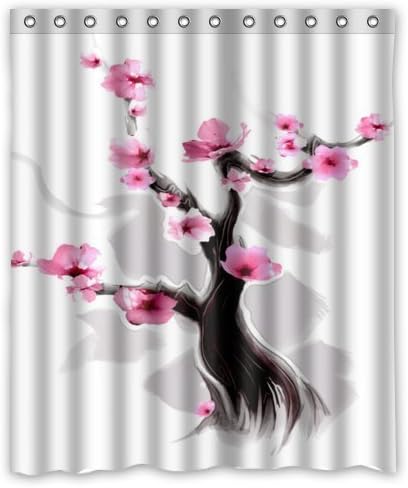beautiful Cherry blossom tree,Japan Cherry blossom art 100% Polyester Shower Curtain (60" wide x 72" long)