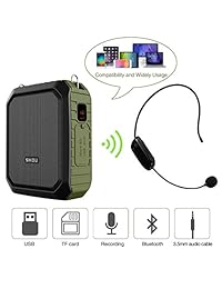 Amplificador de voz con micrófono auricular 18W portátil Bluetooth altavoz Megáfono Altavoz Altavoz Grabación de Voz Power Bank Impermeable IPX5 para actividades al aire libre, ducha, enseñanza